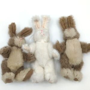 Boyds Bears Vintage 90s Set of 3 Toy Bunny Rabbits Brown White